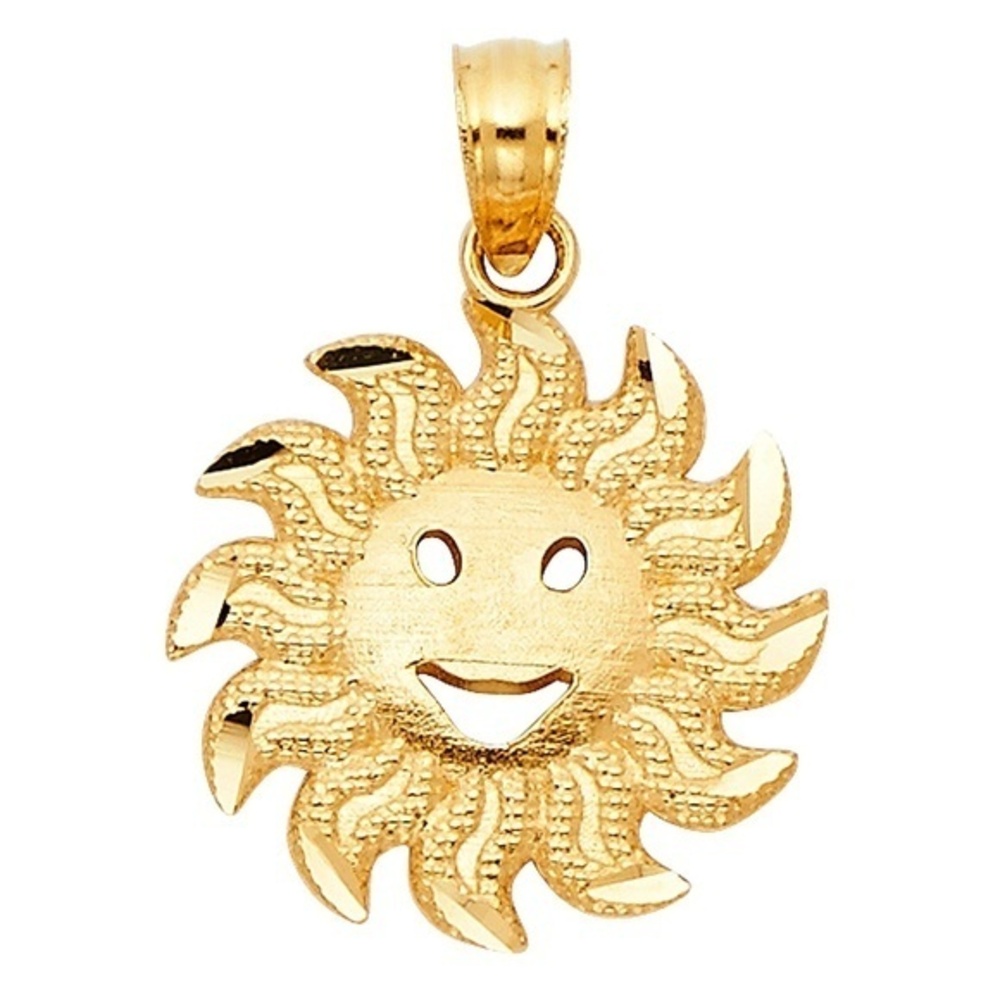 Tiny 14k Yellow Gold SUN Pendant